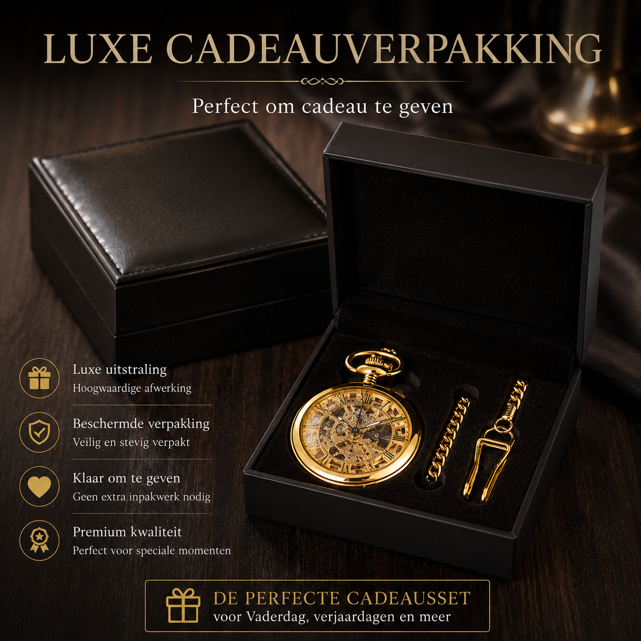 Timeless Legacy™ | Mechanisch Skeleton Zakhorloge | Luxe Vaderdag Cadeauset