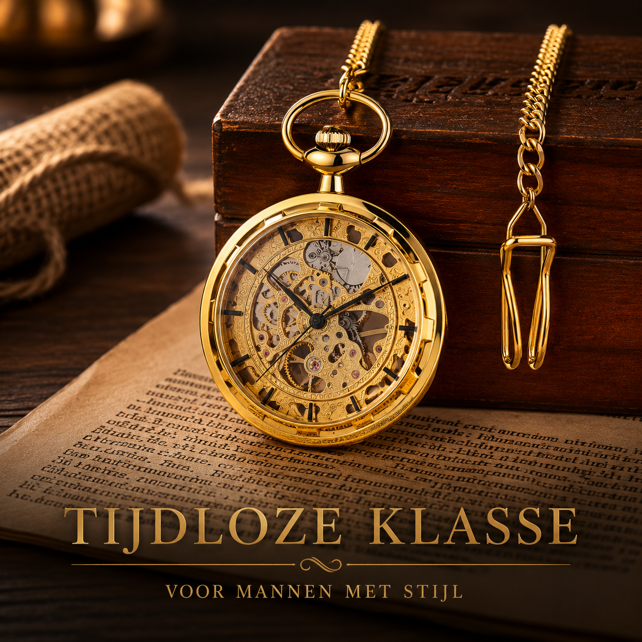 Timeless Legacy™ | Mechanisch Skeleton Zakhorloge | Luxe Vaderdag Cadeauset